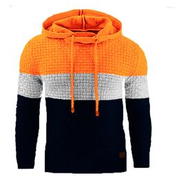 Men's Hoodies Striped Splicing Long Sleeve Hoodie Men Autumn Winter Sweatshirts Casual Pullover Streetwear Fashion Hooded Clothes