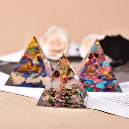 Healing Crystal Orgone Pyramid Stone Handmade Resin Chakra Home Decoration Energy Generator For Meditation Reiki Balancing207f