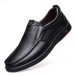 Dress Shoes 2021 Newly Men's Summer Loafers Shoes Genuine Leather Soft Man Casual Slip-on Cutout Shoes Cowhide Summer Loafers L230720