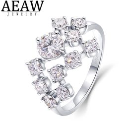 1.5ctw 5mm Round Excellent DE Color Moissanite Engagement Ring Solid Real 18k White Gold for Women Test Positive