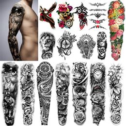 Metershine 16 Sheets Full and Half Arm Waterproof Temporary Fake Tattoo Stickers of Unique Imagery or Totem Express Body Art for M335f