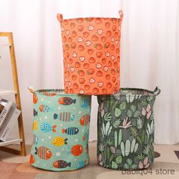 Storage Baskets Foldable Laundry Basket Storage Bucket Cotton Linen Fabric Waterproof Dirty Laundry Toy Storage Basket Dirty Clothes