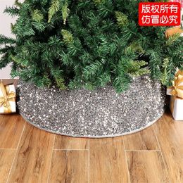 Christmas Decorations 2023 Sequin Tree Skirt Decoration Surround Collar Dark Grey Beaded