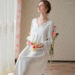 Women's Sleepwear French Princess Long Sleeve Lace Nightgown Lady Spring Autumn Home Dress Sexy Loose Clothing Nightwear