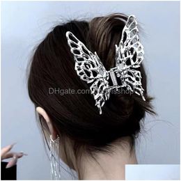 Hair Clips Barrettes Butterfly Pearl Geometric Metal Claw Gold Hollow Hairpin Jewellery Hairs Accessories For Women Girl Drop Delive Dhjf5