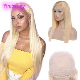 Peruvian 100% Human Hair Products Lace Front Wigs Blonde Silky Straight Hair Lace Wig 613# 12-32inch251D