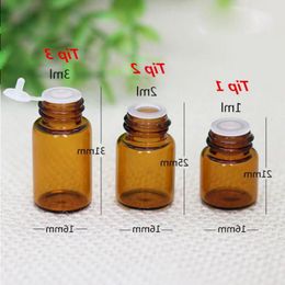 Wholesale Factory Price Amber 1ml 2ml 3ml 5ml Glass Dropper Bottles with Tip and Caps Mini Empty Vials For Essential Oil Eliquid Contai Eecm