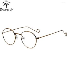 Sunglasses Frames DRESSUUP Retro Eyeglasses Women Brand Designer Vintage Round Alloy Glasses Frame Men Plain Lens Oculos De Grau Feminino