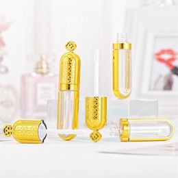 Whole New Gold Crown Empty Lip Gloss Tubes Clear Lipgloss Bottles Containers 5ML Transparent Lip Gloss Tube Bottles Cosmetics 270L
