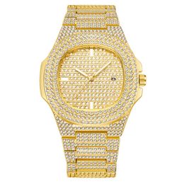 WLISTH Brand Date Quartz Mens Womens Watches Light Luxury Full Crystal Diamond Luminous Watch Oval Dial Bling Unisex Wristwatches3089