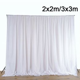 White Silk Material Background Curtain Party Baby Shower Wedding Birthday Photography Background Hanging Curtain 2 X2m/3x3m