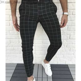 Men's Pants Fashion- Plaid Panelled Designer Pencil Pants Fashion Natural Colour Capris Pants Casual Style Mens Pants Men Clothes Z230720