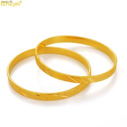 Ethlyn 2pcslot Dubai Small Bracelet Indian Bangles Jewellery for Girls Gold Colour Bracelets Ethiopian Africa Jewellery Gift MY93 L230704