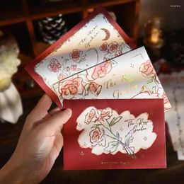Gift Wrap 1 Set Letter Papers Exquisite Flower Pattern Bronzing Handwritten Envelopes Thick Romantic Style Paper Girl Supply