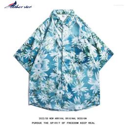 Men's Casual Shirts Oversized American Style 2023 Summer Fried Street Fashion Floral Print Personalized Mens