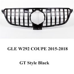 1 piece GT Style Black Front Racing Grill Grilles For GLE W292 COUPE ABS Silver Kidney Mesh Grille225B