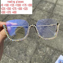 Sunglasses 2023 Anti Blue Light Diamond Reading Glasses Women Colorful Decoration Rhinestone Eyeglasses For Presbyopic XN