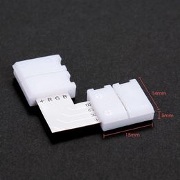 10 Pack White L Shape 4 Pins RGB LED Strip Connector Quick Splitter229M