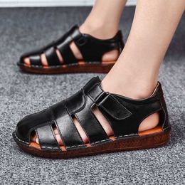 Sandals High Quality Genuine Leather Men Sandals Breathable Outdoor Beach Men Roman Sandals Casual Men's shoes2021 L230720