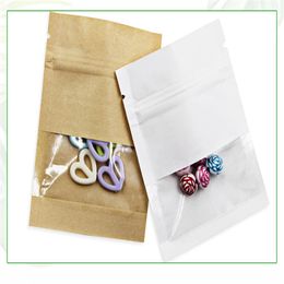 translucent window on front paper packaging zip lock bag clear and brown package self seal zipper packing pouches 9 13cm 100pcs289C