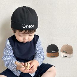 Berets Kids Landlord Hat Korean Letter Embroidery Simple Solid Color Baby Beanie Casual Versatile Children Melon Cap