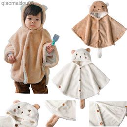 Hot Baby Clothing Cartoon Hooded Cloak Poncho Jacket Outwear Winter Warm Coat Come Cape Shl Wrap Coat Outwears 0-4 years L230712