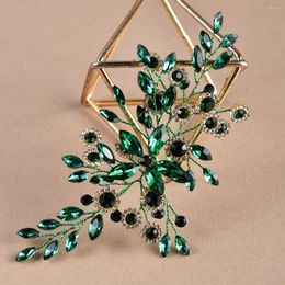 Hair Clips Green Red Blue Crystal Bride Back Head Wedding Hairpin Bridal Accessories For Women And Girls Bridesmaid Decor Gifts