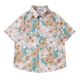 Men's Casual Shirts Mens Summer Dress Shirt Short Sleeve Oil Painting Retro Trend Street Lovers Lazy Scrub