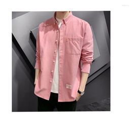 Men's Casual Shirts Oxford Cotton Shirt Fashionable Slim Fit Spring And Autumn Korean Style Long Sleeve Solid Colour Men Q528