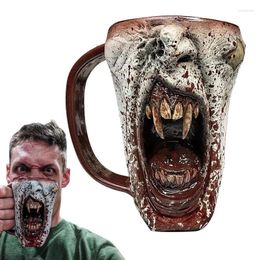 Mugs Gothic Vampire Half Face Mug Portable Lovers Surprise Gift Resin Coffee Decorative Water Cup
