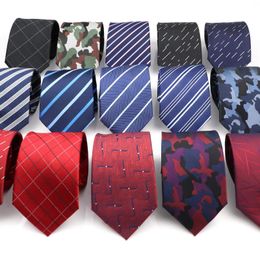 Bow Ties Classic Striped Camouflage Men's Suit Tie 8CM Business Red Blue Navy Jacquard Woven Polyester Meeting Party Men Shirt Accessory