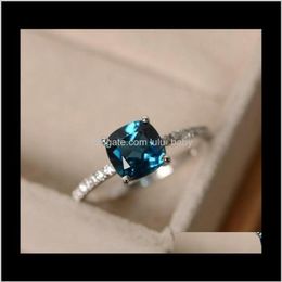 Band Drop Delivery 2021 Natural Emerald Rings For Women Sterling Sier Colour 925 Ring Wedding Engagement Party Gemstone Fine Jewelr240o