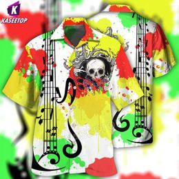 Men's Casual Shirts Guitar Colorful Unisex Breathable 3D Print Trendy Cool Fashion Hawaiian Beach Party Tops Short Sleeves Summer Mens Shirt