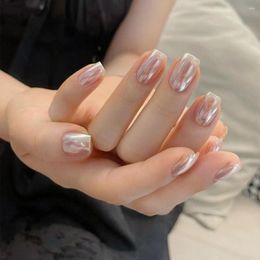 False Nails 24pcs Wearing Nail Patch Mid Length Ballet Aurora Colorful Traceless Enhancement Finished Removable