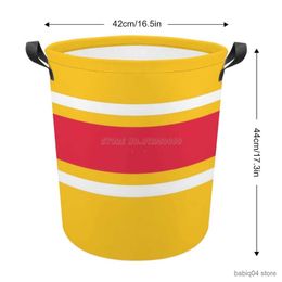 Storage Baskets Yellow White Red Power Stripe Dirty Laundry Basket Folding Clothing Storage Bucket Home Waterproof Organizer With Handles R230720