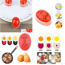 Kitchen Timers Egg Perfect Colour Changing Timer Yummy Soft Hard Boiled Eggs Cooking Eco-Friendly Resin Red Drop Delivery Home Garden Dh5K3