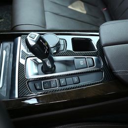 Carbon Fibre Colour Centre Console Gear Shift Panel Decoration Cover Trim Car Styling For BMW X5 F15 X6 F16 2014-2018 LHD216K