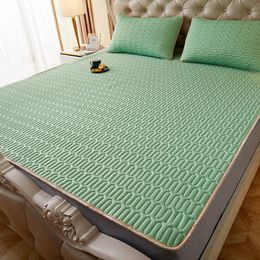 Mattress Pad Flowers Latex Summer Mat Kit Cooling Feel Bed Pad and Pillowcase Cold Sleeping Bed Mat for Summer Breathable Folding Cool Mat 230719