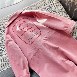 Rompers Children Clothing Jumpsuit Autumn Cute Girls Casual Letter Tooling Denim Baby Kids Clothes Japanes Korean Style 1-7 Y 230720