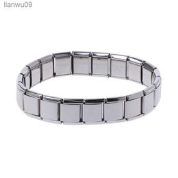 Cool Stretch Chain Link Wristband Stainless Steel Elastic Bracelet for Men Women L230704