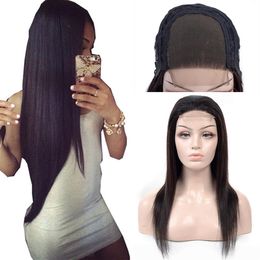 4x4 Closure Wigs for Black Women 180% 250% Density Human Hair Straight Lace Wigs Natural Black Color Cheap Peruvian Wig Remy Hair285C