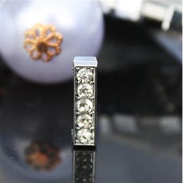 Whole - 50pcs lot 10mm I Full Rhinestones Bling Slide Letters Fit For 10mm DIY Pet Collar Leather Wristband 0030346O