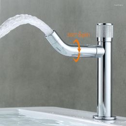 Bathroom Sink Faucets SUS Stainless Steel Single Cold Faucet 360°Rotating Spray Tap Threaded Handwheel Switch With Bubbler To Prevent