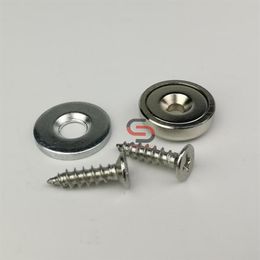 20Set 6 5KG Neodymium Countersunk Magnet Latch Kits D16mm With Strike Plate and Screw Cabinet Door Furniture Repair Set2335