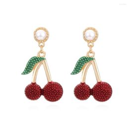 Dangle Earrings Luxury Bright Green Glass Crystal Snake For Women Simple Design Alloy Pearl Fruit Drop Earring