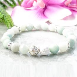 MG1089 Faced Amazonite Lava Bracelet Trendy Healing Crystals Stress Relief Gemstone Bracelet High Quality Yoga Mala Wrist Balance 210n