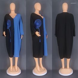 Ethnic Clothing Patchwork African Dresses For Women 2023 Summer Traditional Nigeria Caftan Dress Loose Tassel Abaya Musulman Robe Femmes