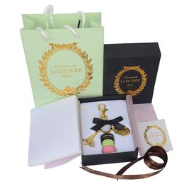 Gold Plated Keyring France LADUREE Macaron Effiel Tower black Keychain Fashion Keyring bag charm accessories w gift box and handba2647