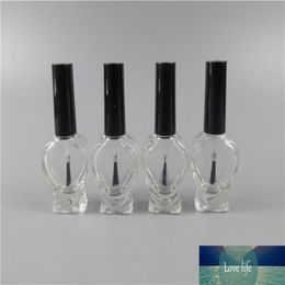 DHL 200pcs lot 10ml Empty HNail Polish Heart Shape Bottle &Small Brush Nail Art Container Glass Nail Oil Bottles286Q