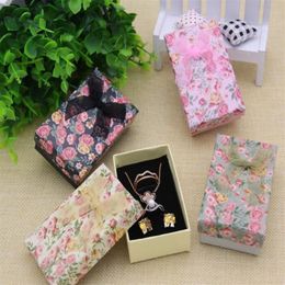 Flower Floral Necklace Earrings Ring Box 5 8cm Jewelry Box Paper Jewelry Gift Box Multi Colors Jewellery Organizer GA59286B